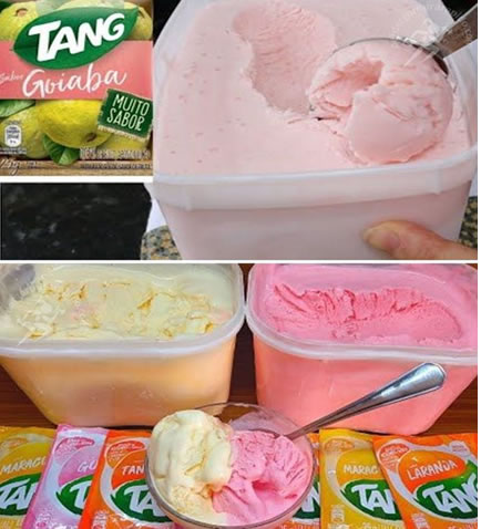 Sorvete de Tang com Leite condensado