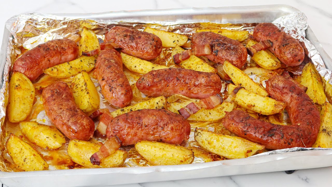 Linguiça Assada Com Batatas