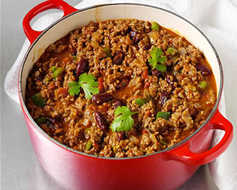 Chili com carne e feijão