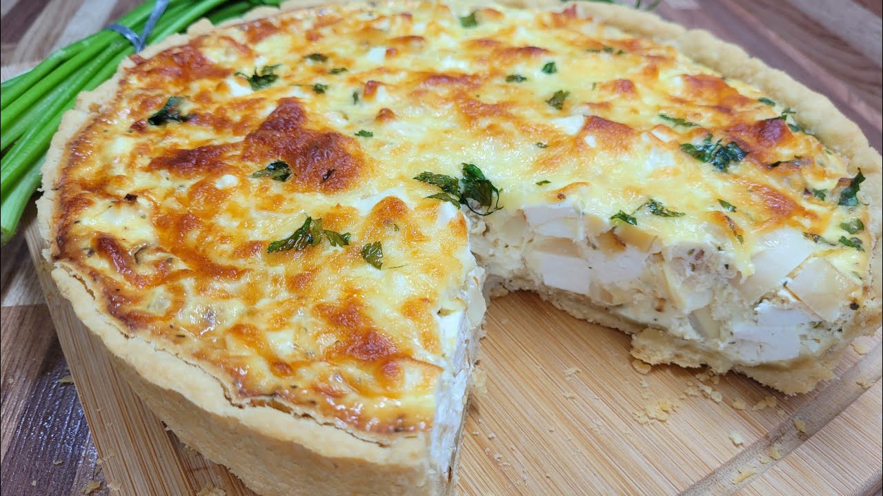 Quiche de palmito e alho poró